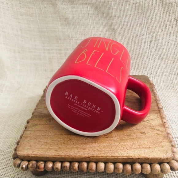 Rae Dunn Christmas Red JINGLE BELLS Gold Letters - Picture 3 of 4